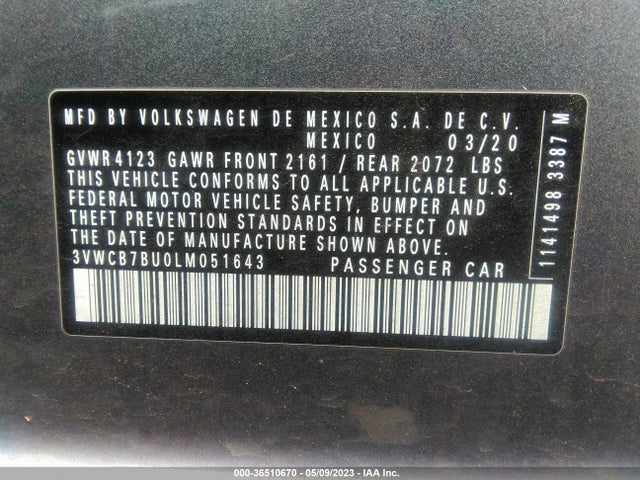 3VWCB7BU0LM051643 Volkswagen Jetta S/se/r-line