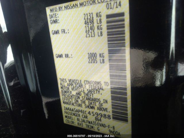 1N4AA5AP4EC459988 Nissan Maxima 3.5 Sv