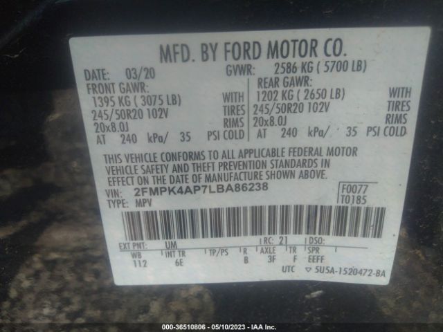 2FMPK4AP7LBA86238 Ford EDGE ST