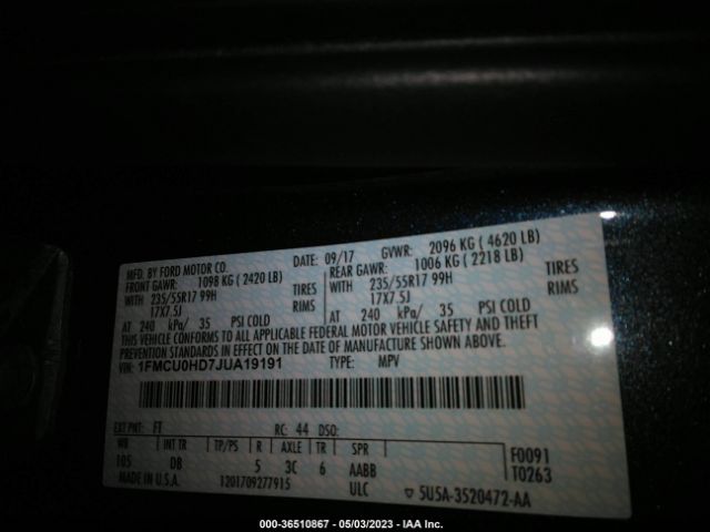 2018 FORD ESCAPE 1FMCU0HD7JUA19191 Photo 8