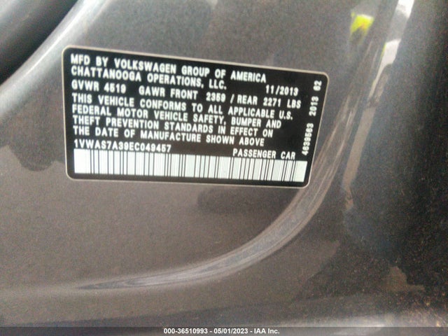 1VWAS7A39EC049457 Volkswagen Passat Wolfsburg Ed