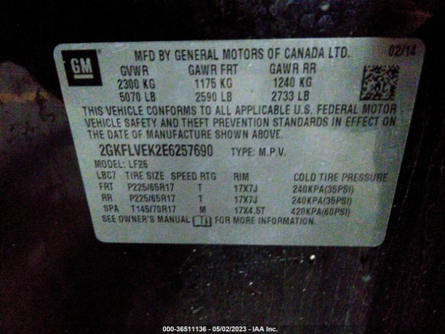 2GKFLVEK2E6257690 GMC Terrain Sle