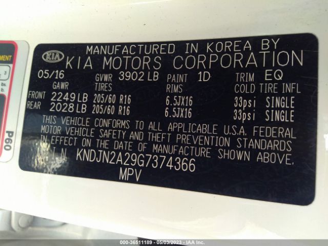 KNDJN2A29G7374366 KIA Soul Base