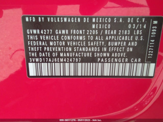 3VWD17AJ6EM424797 Volkswagen Jetta Sedan Se