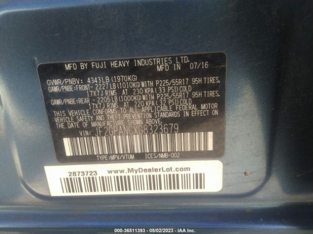 JF2GPANCXG8323679 Subaru Crosstrek Limited