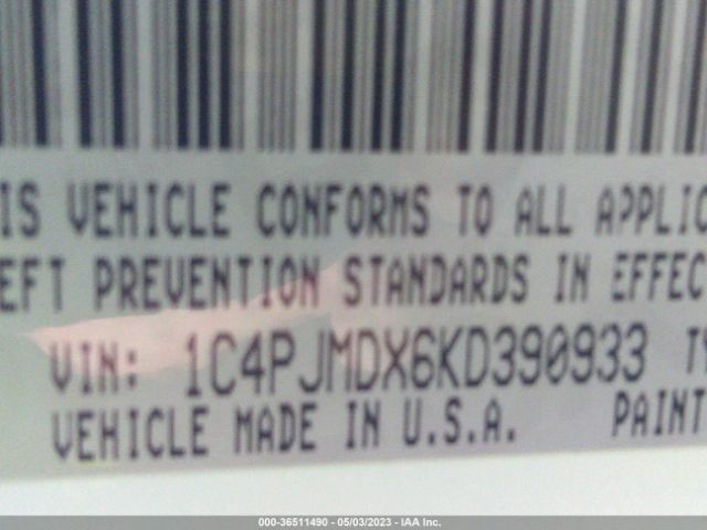 1C4PJMDX6KD390933 Jeep Cherokee Limited