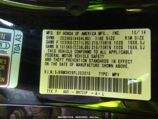 Honda CR-V LX 2015 5J6RM3H39FL003010 Image 10