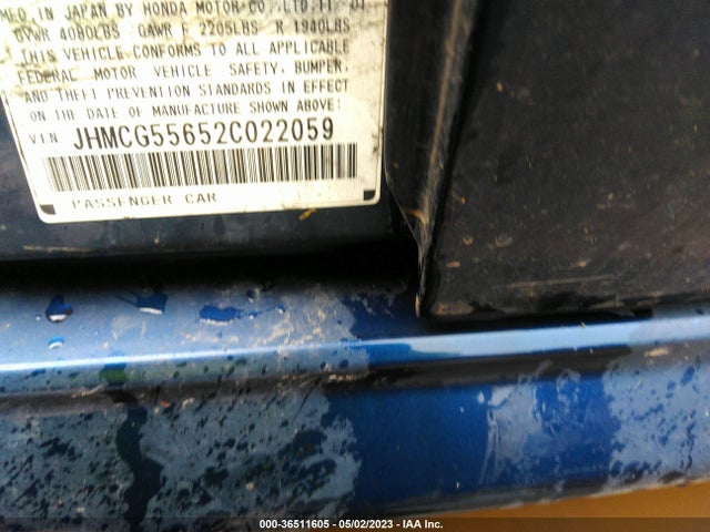 2002 HONDA ACCORD SDN EX VIN: JHMCG55652C022059