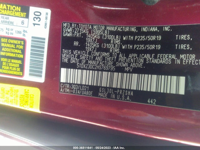 Toyota SIENNA SE 2017 5TDXZ3DC2HS769795 Image 11