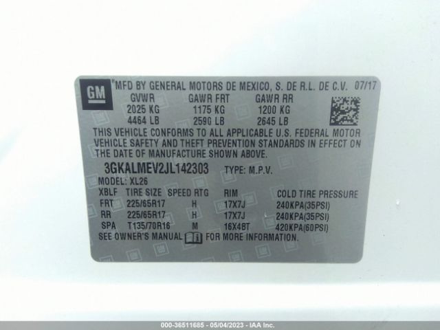 3GKALMEV2JL142303 GMC Terrain Sle