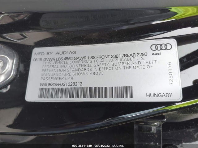 WAUB8GFF0G1028212 Audi A3 2.0t Premium
