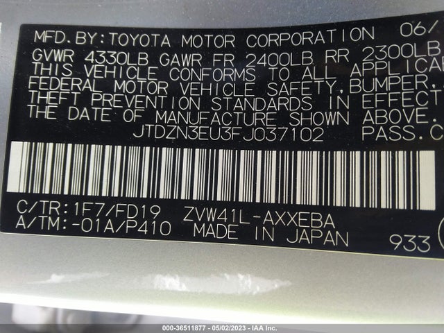 Toyota Prius V Two 2015 JTDZN3EU3FJ037102 Image 9