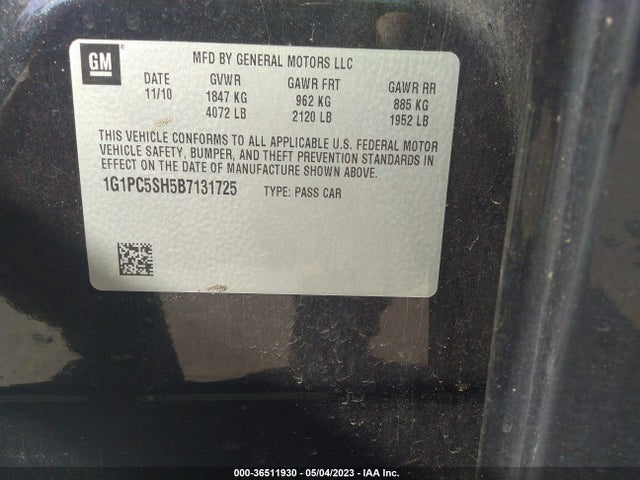 2011 CHEVROLET CRUZE LS VIN: 1G1PC5SH5B7131725