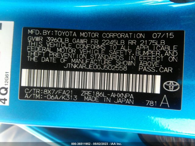 JTNKARJE0GJ502558 Scion IM