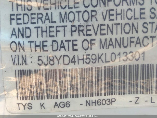 5J8YD4H59KL013301 Acura Mdx W/technology Pkg