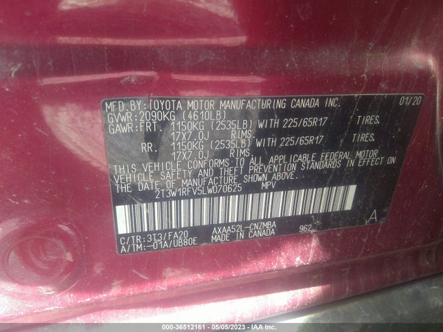 Toyota Rav4 Xle 2020 2T3W1RFV5LW070625 Image 10