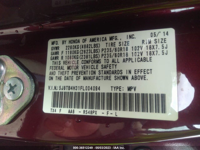 5J8TB4H31FL004094 Acura RDX