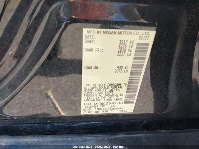 2017 NISSAN ALTIMA 2.5 SL VIN: 1N4AL3AP1HC264188