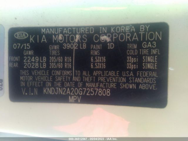 KNDJN2A20G7257808 KIA Soul Base