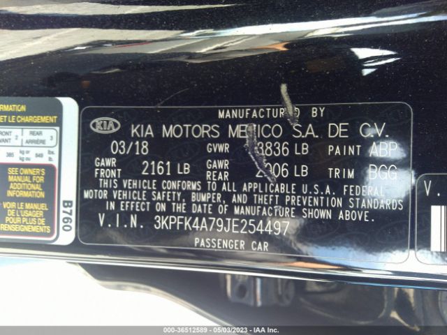 3KPFK4A79JE254497 KIA FORTE LX