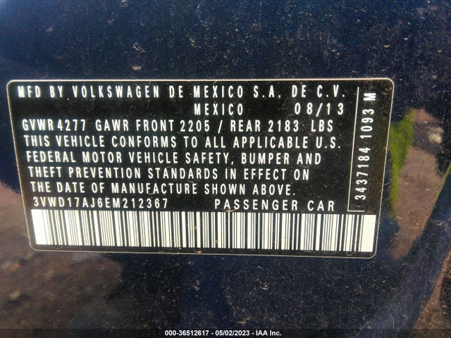 3VWD17AJ6EM212367 Volkswagen Jetta Sedan Se