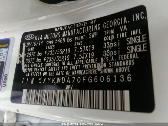 5XYKWDA70FG606136 KIA SORENTO SX