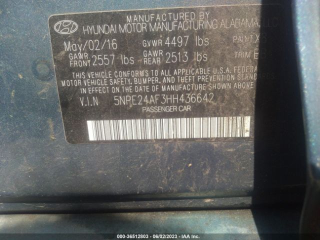 5NPE24AF3HH436642 Hyundai SONATA SE
