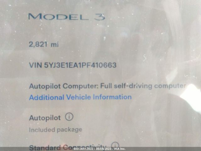 5YJ3E1EA1PF410663 Tesla MODEL 3