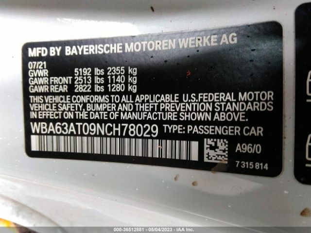 WBA63AT09NCH78029 BMW 4 Series M440i Xdrive