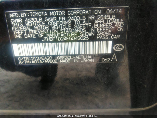 Lexus IS 250 2014 JTHBF1D24E5042026 Image 11