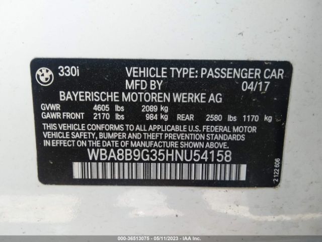 WBA8B9G35HNU54158 BMW 3 Series 330i
