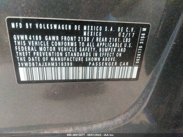 3VWDB7AJXHM318399 Volkswagen Jetta 1.4t Se