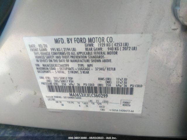MAJ6S3JLXLC360299 Ford Ecosport Ses