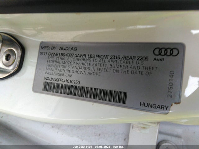 WAUAUGFF4J1010150 Audi A3 Sedan Premium/tech Premium