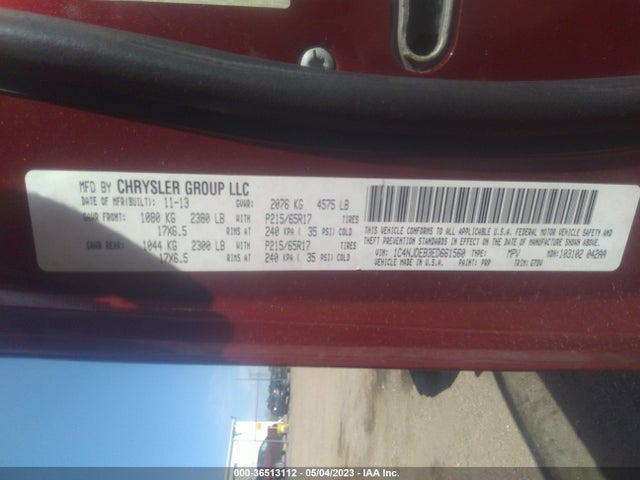 1C4NJDEB3ED661560 Jeep Compass Latitude