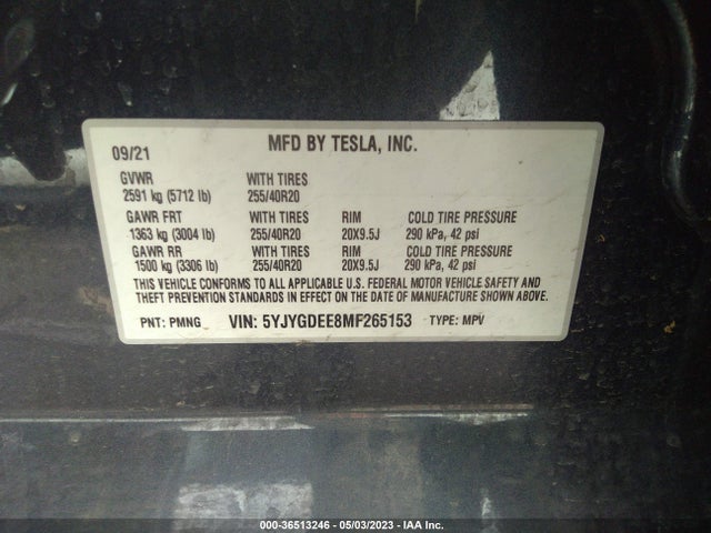 5YJYGDEE8MF265153 Tesla Model Y Long Range