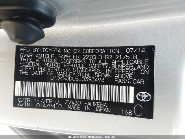 Toyota Prius Two 2014 JTDKN3DU5E0393493 Image 9