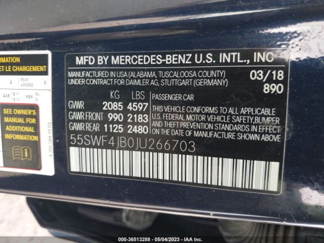 55SWF4JB0JU266703 Mercedes-Benz C-class C 300