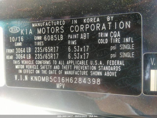 KNDMB5C16H6284398 KIA SEDONA LX