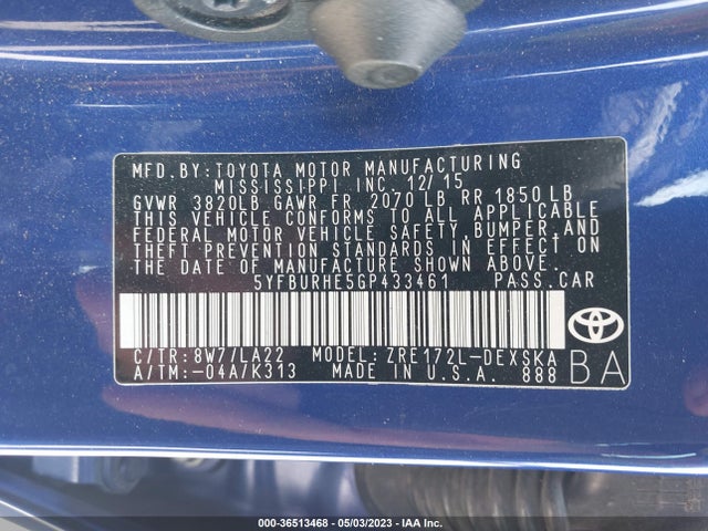 Toyota Corolla L/le/s/s Plus/le Plus 2016 5YFBURHE5GP433461 Image 10