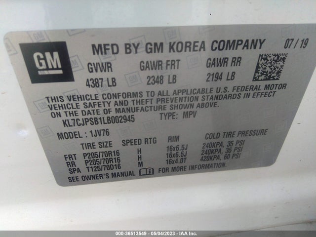 Chevrolet Trax Lt 2020 KL7CJPSB1LB002945 Image 11