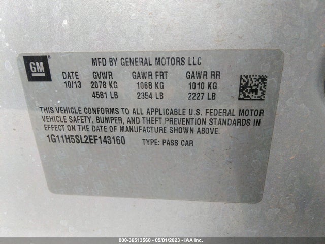 Chevrolet MALIBU LTZ 2014 1G11H5SL2EF143160 Image 9