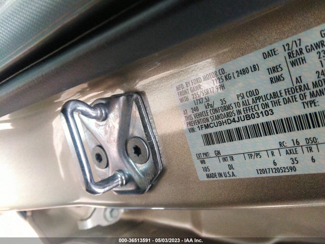 2018 FORD ESCAPE SEL VIN: 1FMCU9HD4JUB03103