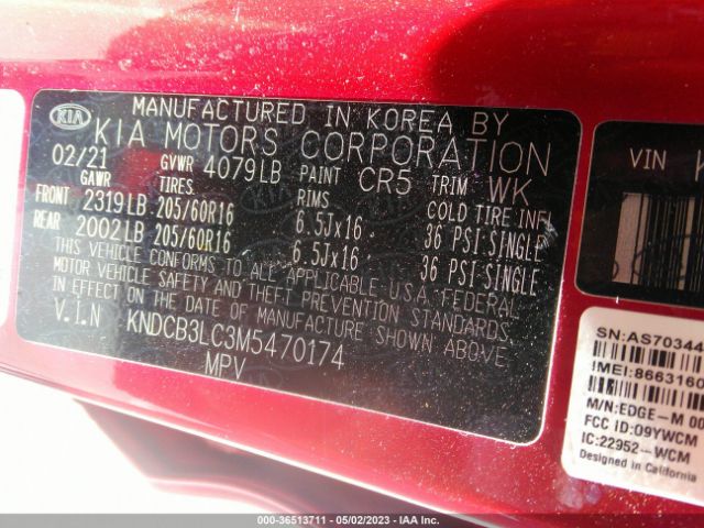 KNDCB3LC3M5470174 KIA NIRO LX