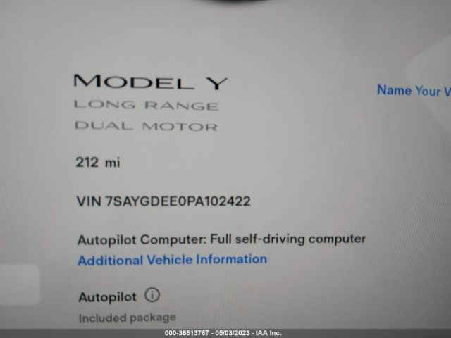 7SAYGDEE0PA102422 Tesla Model Y Long Range