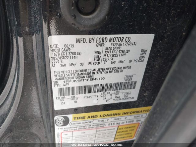 1FMJK1MT1FEF49190 Ford Expedition El Platinum