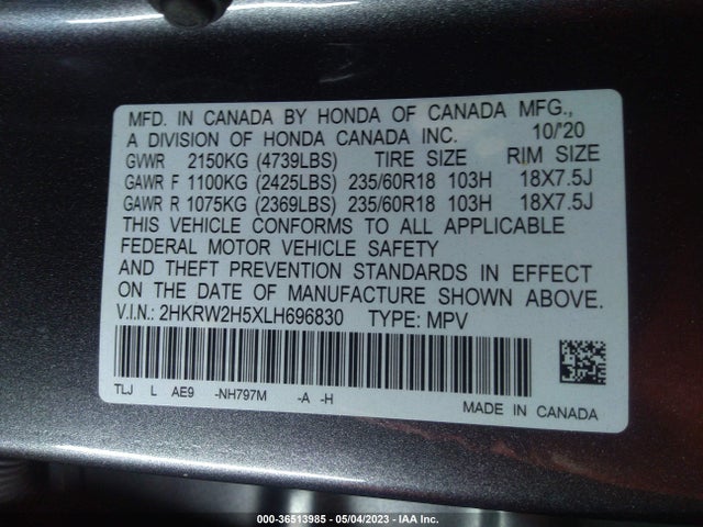 Honda CR-V EX 2020 2HKRW2H5XLH696830 Image 9