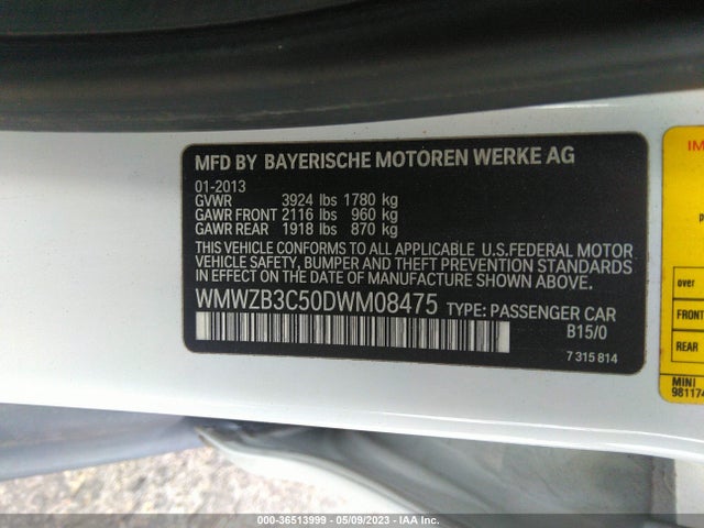 2013 MINI COOPER COUNTRYMAN VIN: WMWZB3C50DWM08475