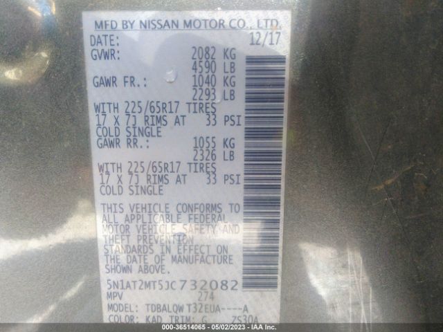 5N1AT2MT5JC732082 Nissan ROGUE SV