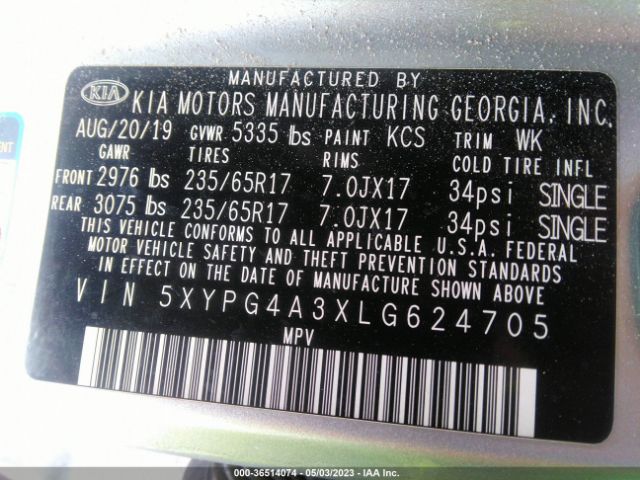 5XYPG4A3XLG624705 KIA SORENTO L